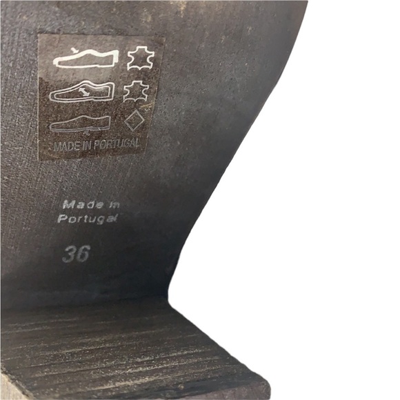 - Free People Brown Distressed Leather Carrera Criss-Cross Stacked Heel Bootie - Picture 8 of 10